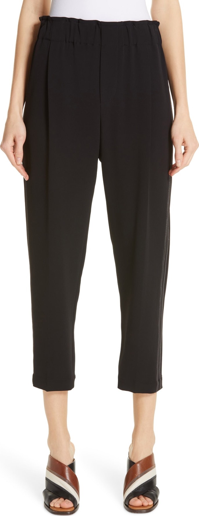 Brunello Cucinelli Monili Track Stripe Crop Pants