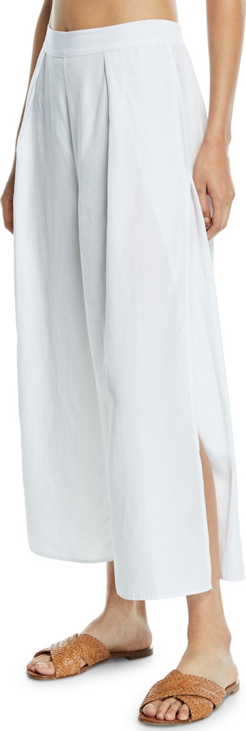 Seafolly Linen-Blend Split-Leg Coverup Pants