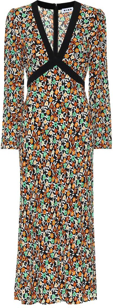 RIXO LONDON Tania floral crêpe midi dress