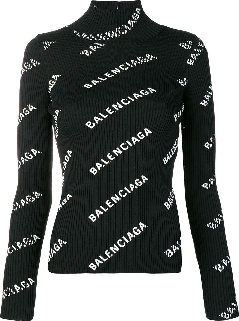 Balenciaga Black logo print cut-out knit top