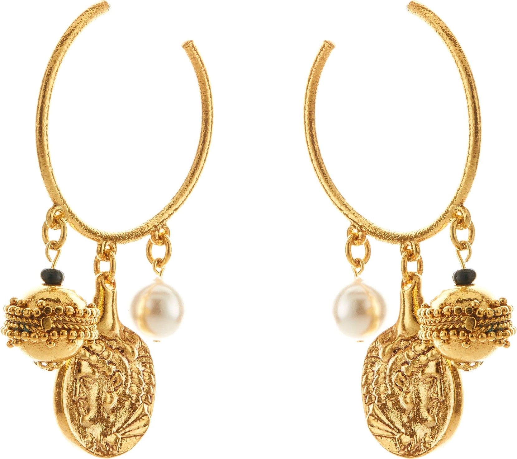 Oscar De La Renta Beaded Hoop Earrings