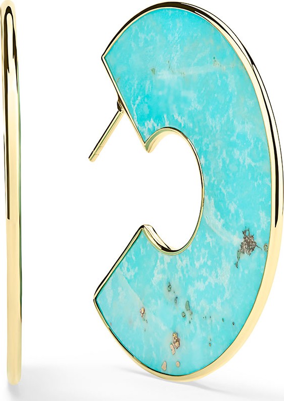 IPPOLITA 18K Polished Rock Candy Cutout Donut Slice Earrings, Turquoise