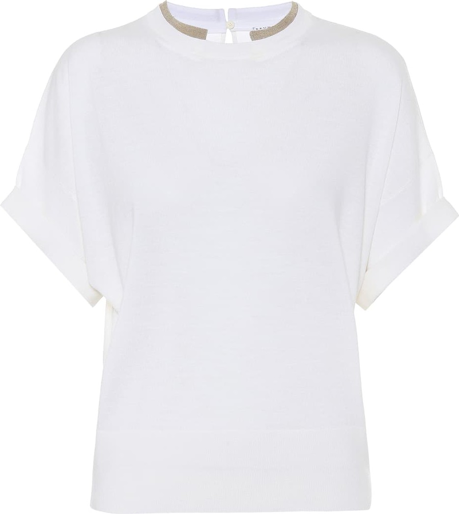 Brunello Cucinelli Embellished wool-blend top