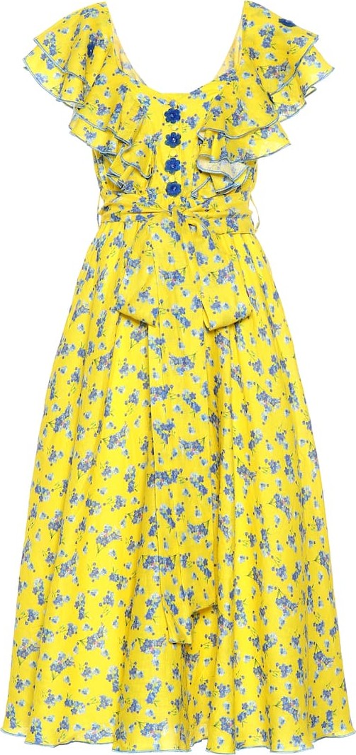 Gül Hürgel Floral linen midi dress