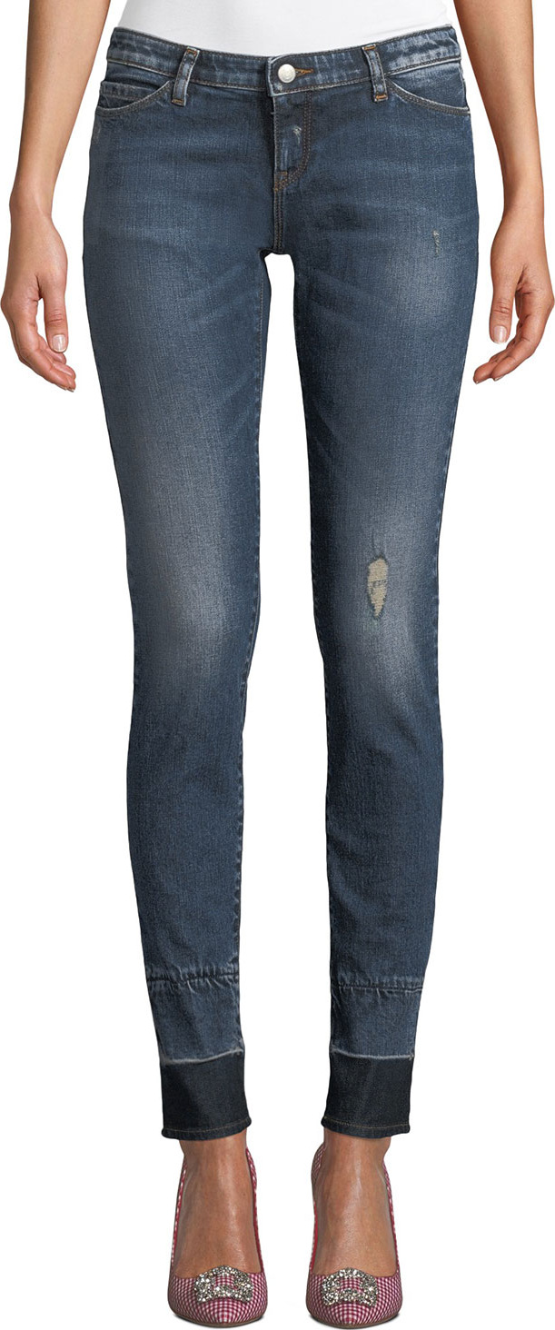 Emporio Armani Distressed Skinny Jeans w/ Contrast Hem