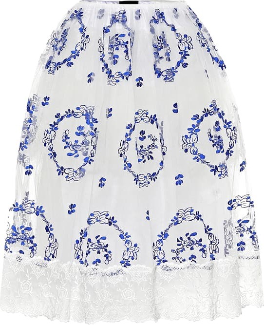 Simone Rocha Floral high-rise tulle skirt