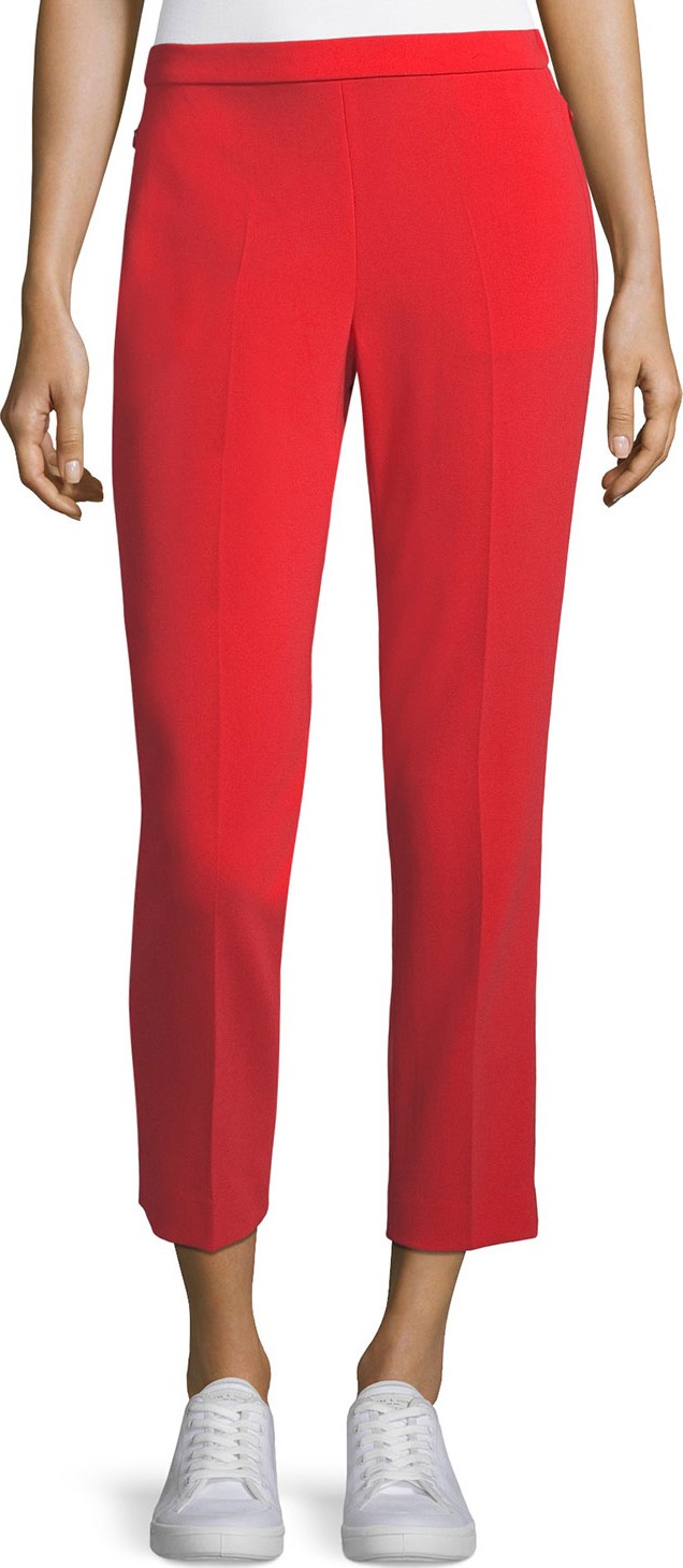 Theory Admiral Crepe Straight-Leg Basic Pull-On Pants