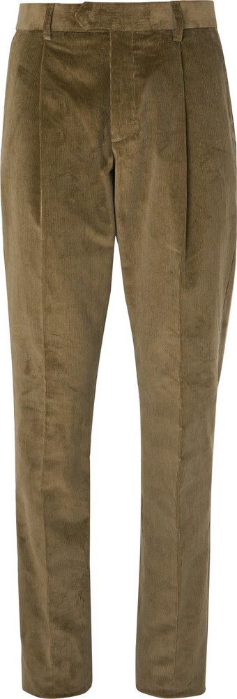 Caruso Green Slim-Fit Tapered Cotton-Blend Corduroy Suit Trousers
