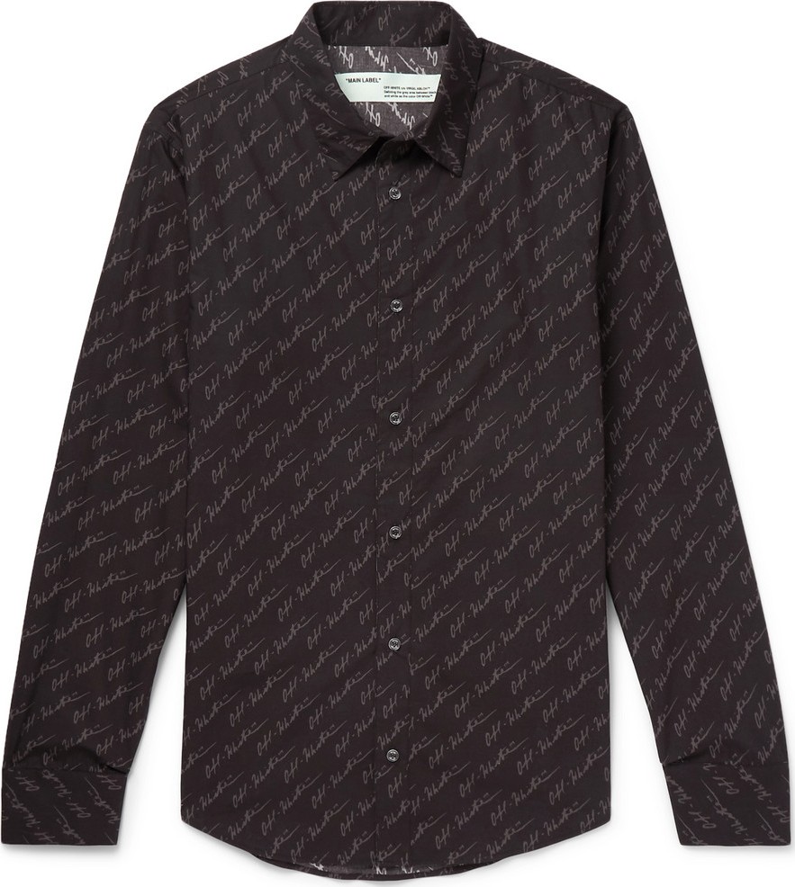Off White Slim-Fit Logo-Print Cotton-Poplin Shirt