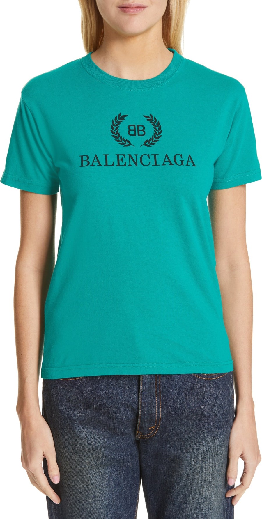 Balenciaga Wreath Logo Cotton Tee