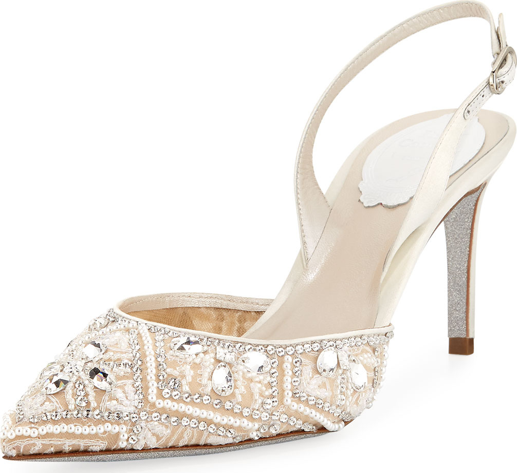 Rene Caovilla Lace Slingback Pointed Pump
