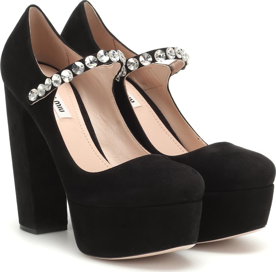 Miu Miu Suede Mary Jane platform pumps