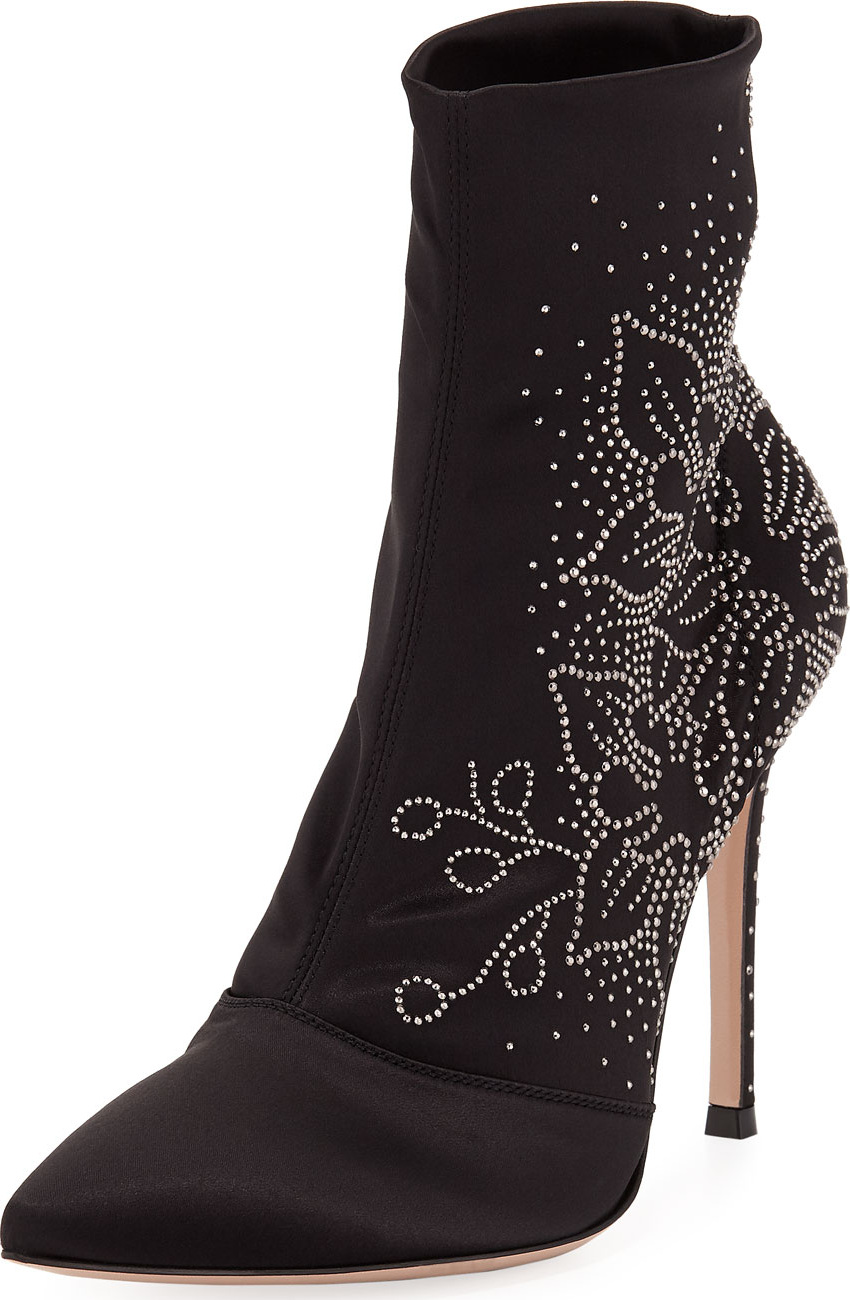 Gianvito Rossi Flower-Studded 105mm Booties