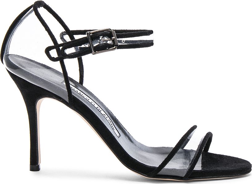 Manolo Blahnik Suede & PVC Fersen 90 Heels