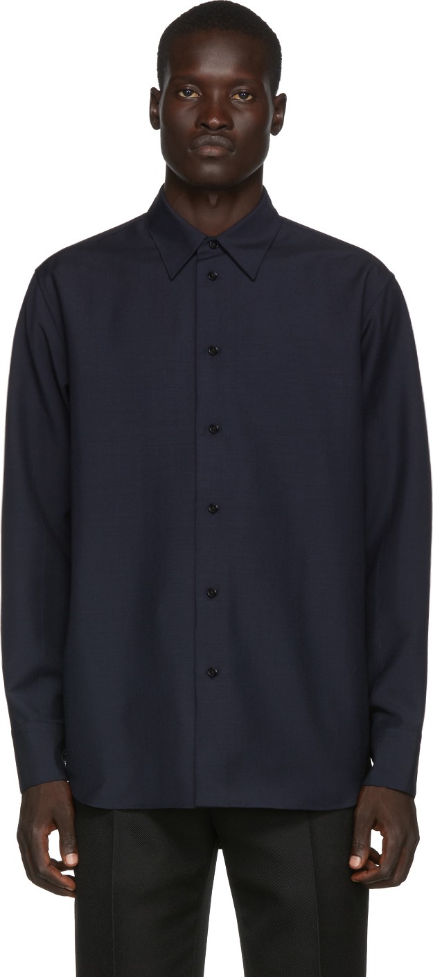Jil Sander Navy Wool & Mohair Shirt