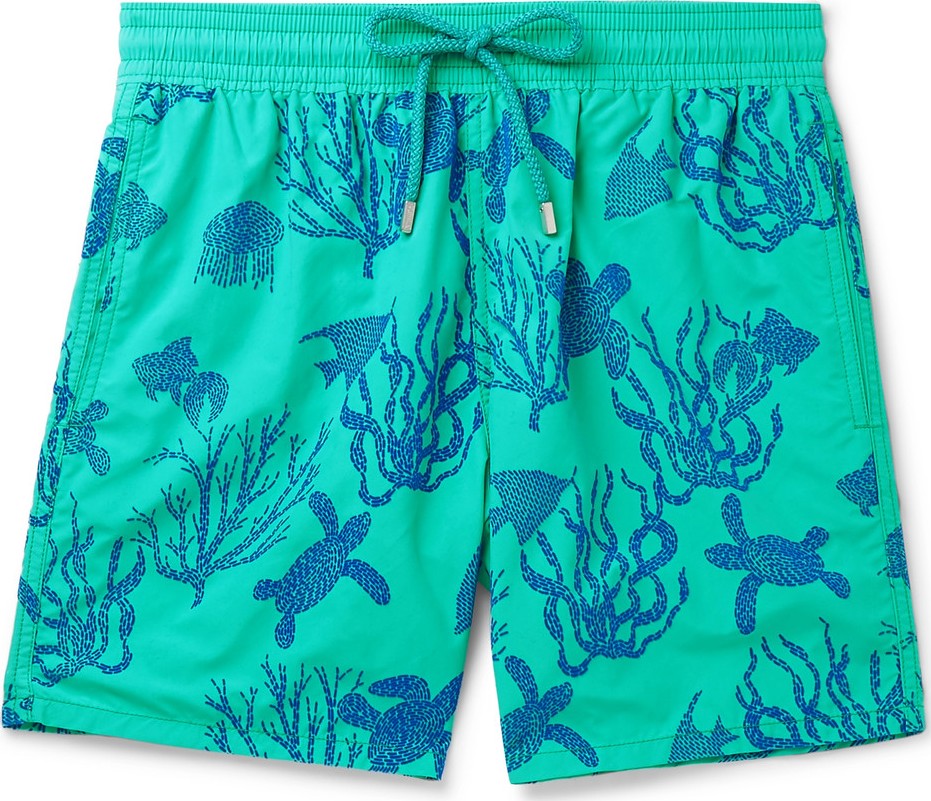 Vilebrequin Moorea Wide-Leg Mid-Length Wide-Leg Flocked Swim Shorts