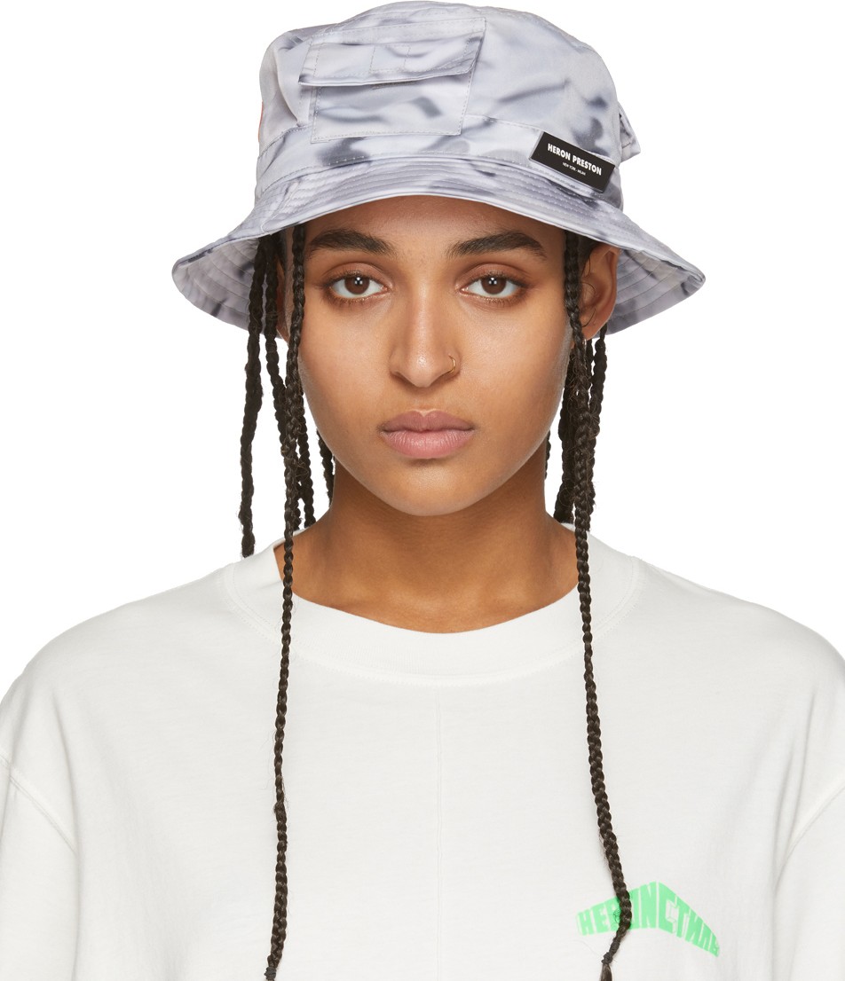 Heron Preston Grey Logo Bucket Hat