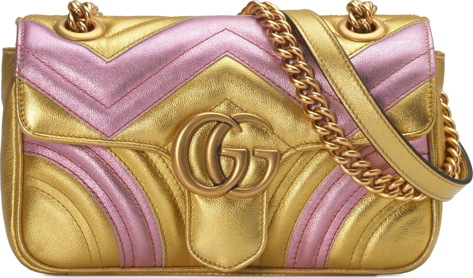 Gucci Mini Marmont 2.0 Metallic Leather Shoulder Bag