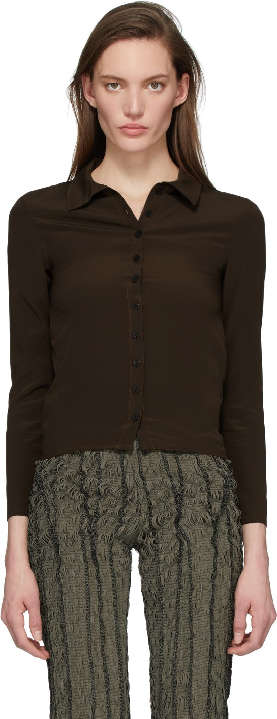 Helenamanzano Brown Solid Murky Waters Shirt