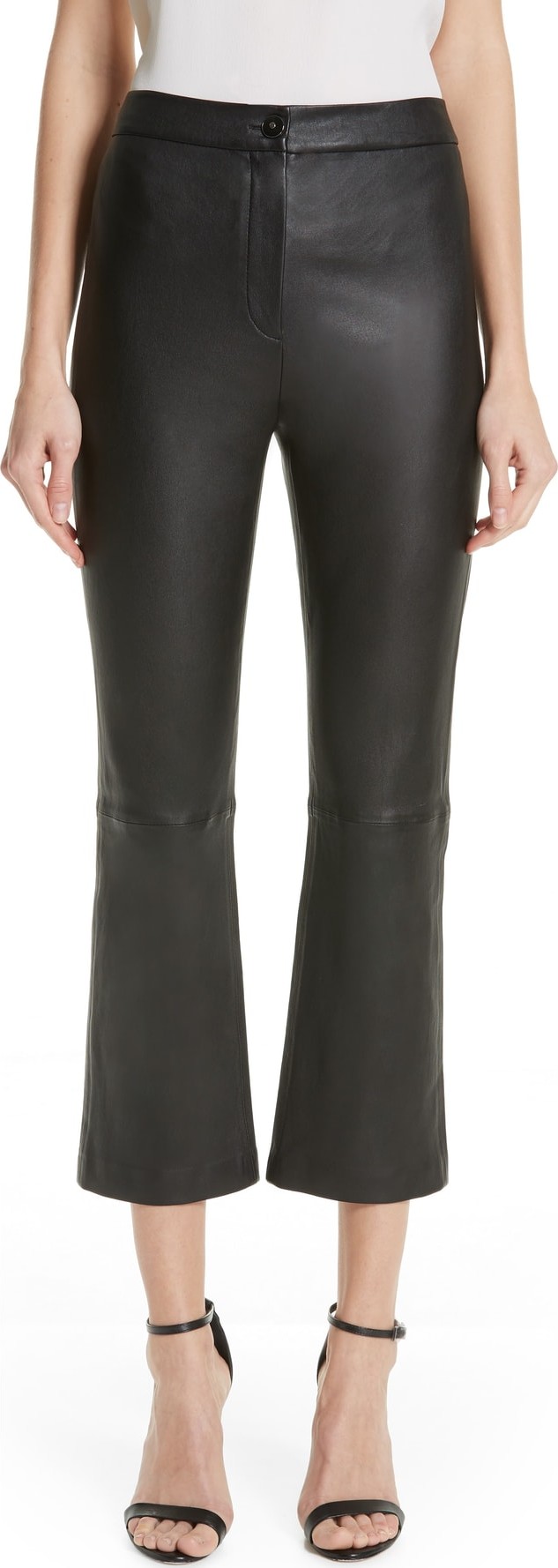 St. John Stretch Nappa Leather Crop Pants