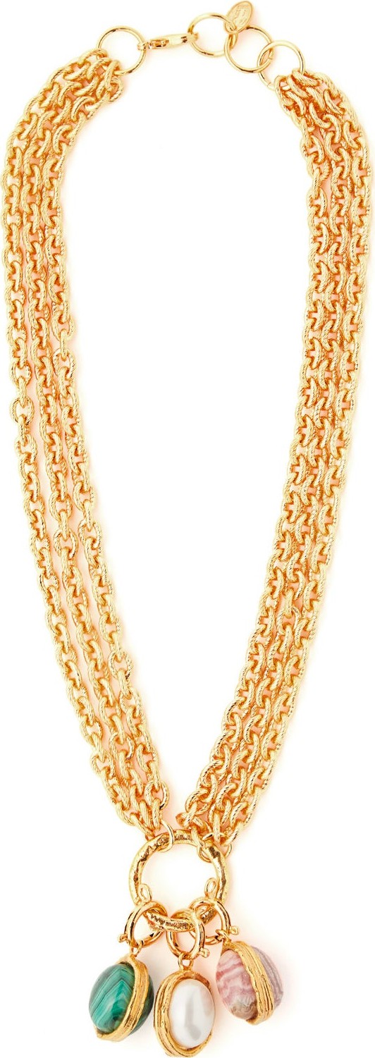 Sylvia Toledano Malachite, pearl and rhodochrosite chain choker