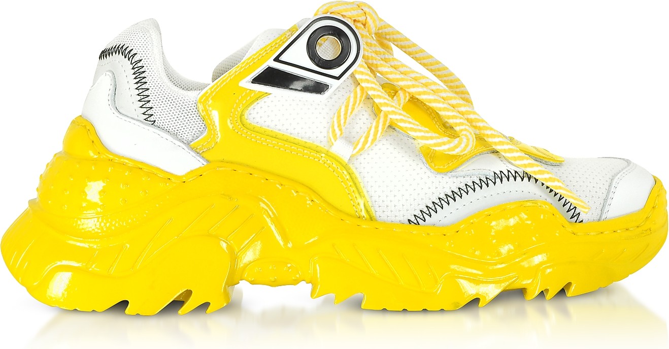 N°21 White Synthetic & Kristal Yellow Sneakers