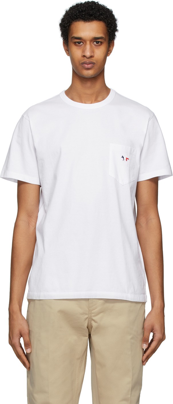 Maison Kitsune White Tricolor Fox T-Shirt