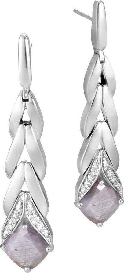 John Hardy Modern Chain Magic Cut Drop Earrings in Silver Sheen Sapphire & Diamonds