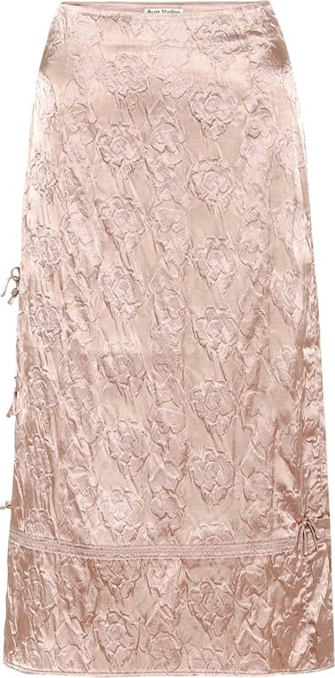 Acne Studios Floral-embossed satin midi skirt