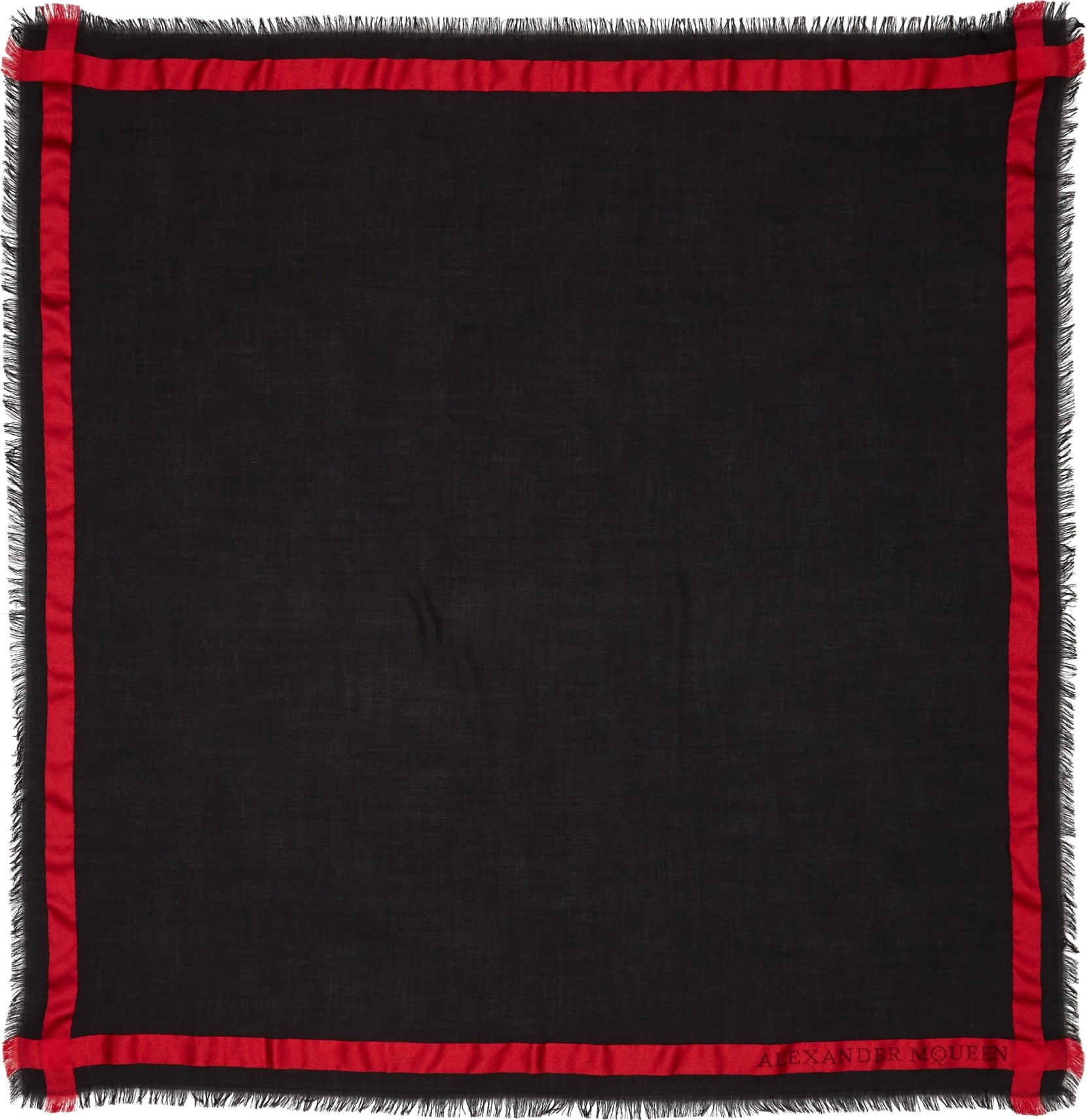 Alexander McQueen Satin Frame Logo Jacquard Silk Shawl