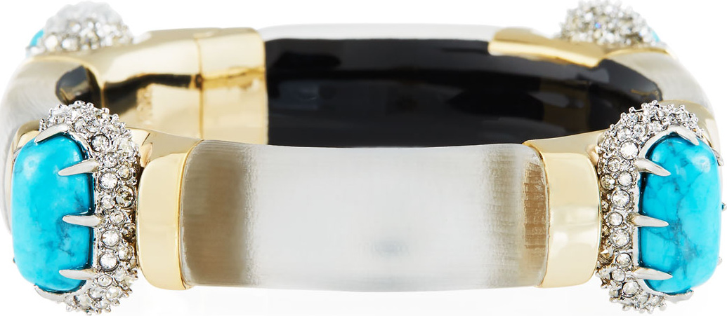 Alexis Bittar Medium Square Lucite Bracelet, Gray/Turquoise