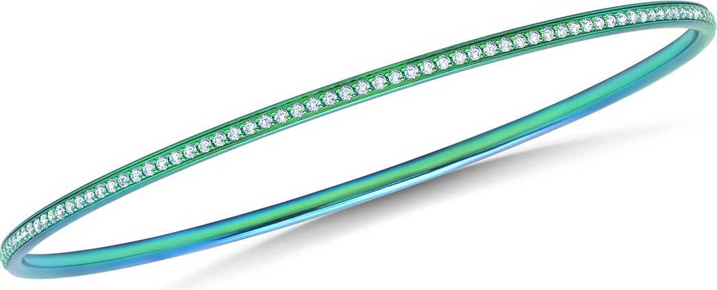 Graziela Gems Titanium Diamond Bangle, Green