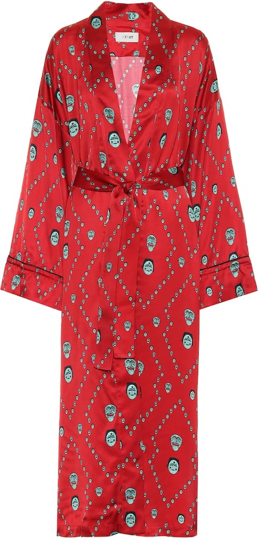 Kirin Printed satin kimono