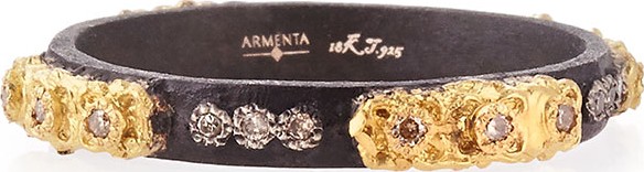 Armenta Stackable Ring with Champagne Diamonds, Size 6.5 Armenta Stackable Ring with Champagne Diamonds, Size 6.5