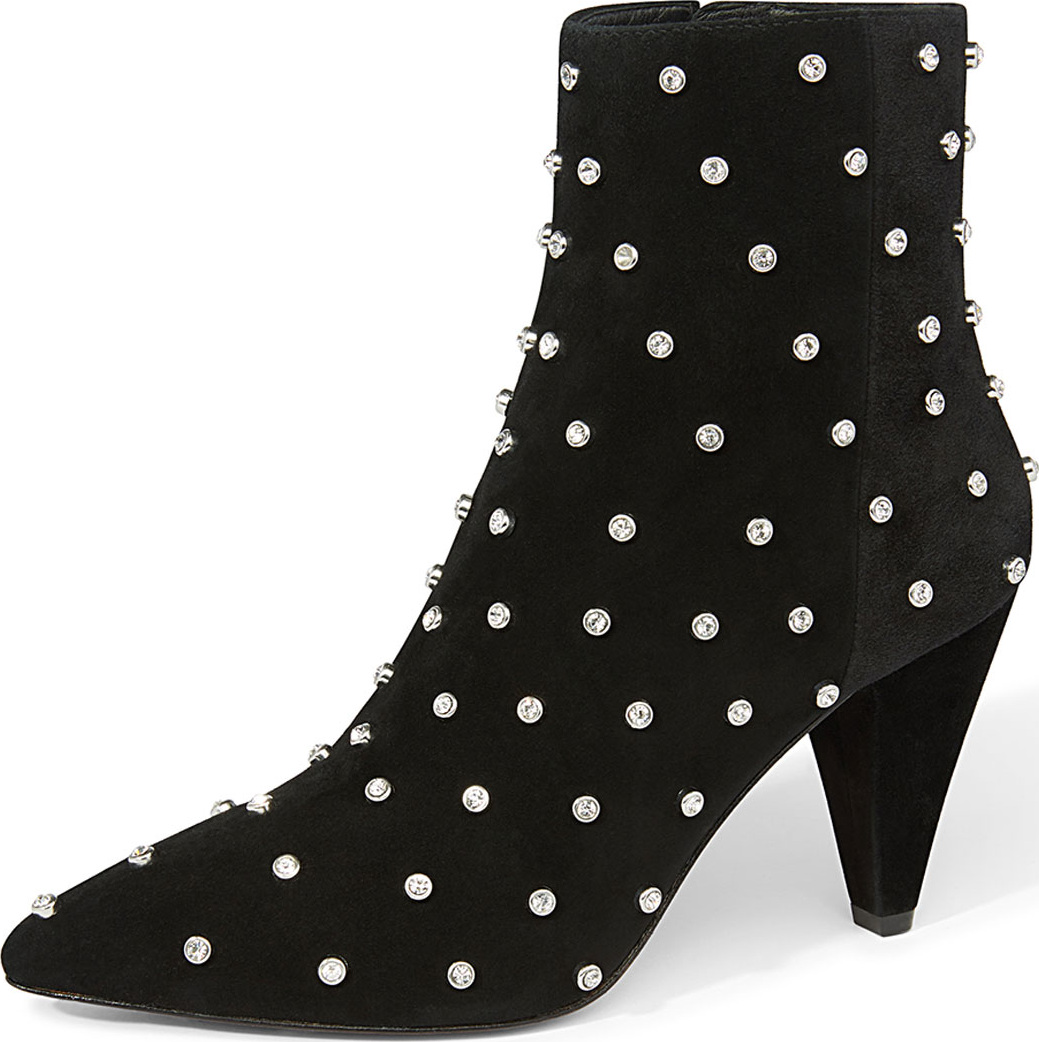 Alice + Olivia Raken Crystal-Studded Suede Booties