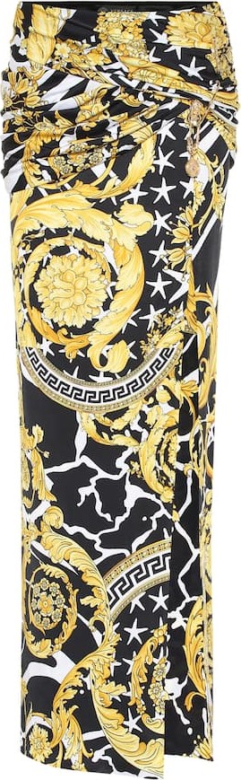 Versace Printed jersey maxi skirt