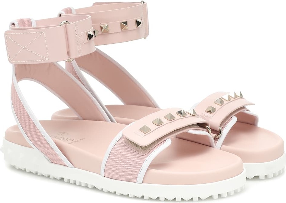 Valentino Valentino Garavani Rockstud leather-trimmed sandals