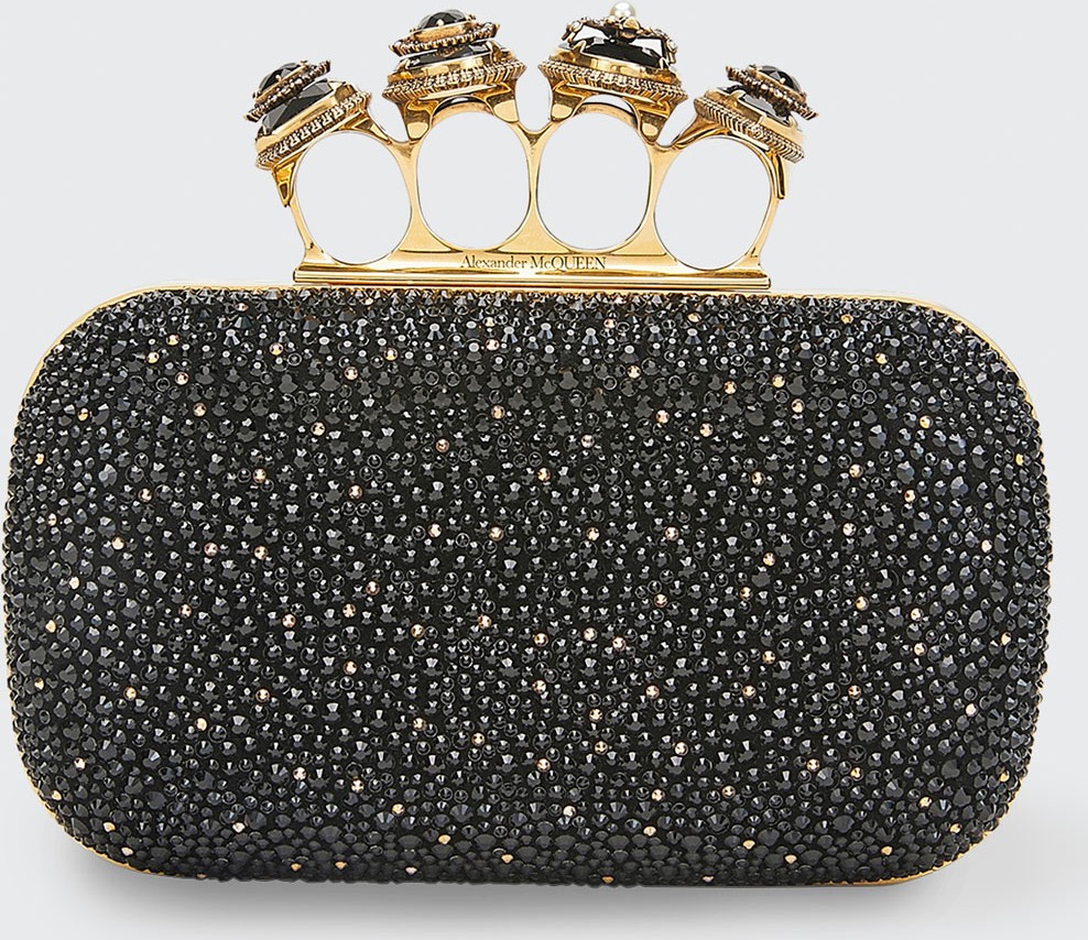 Alexander McQueen Shimmery Stud Four-Ring Clutch