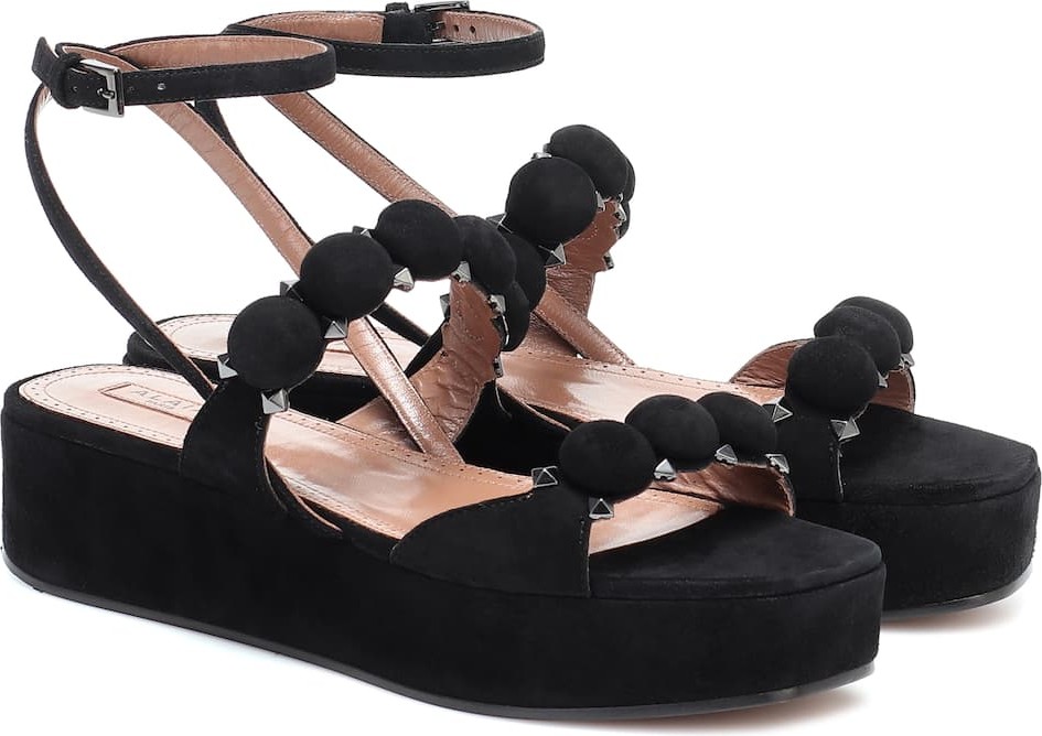 Alaïa Embellished suede platform sandals