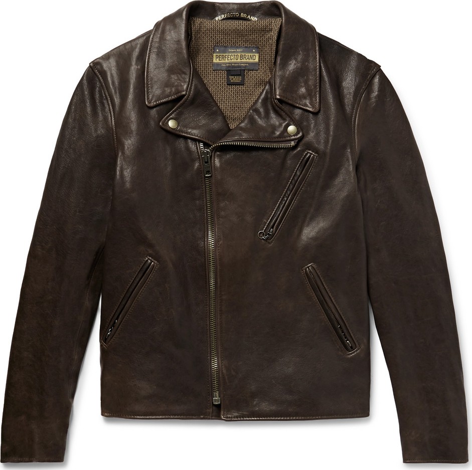 Schott NYC Raven Perfecto Slim-Fit Leather Biker Jacket