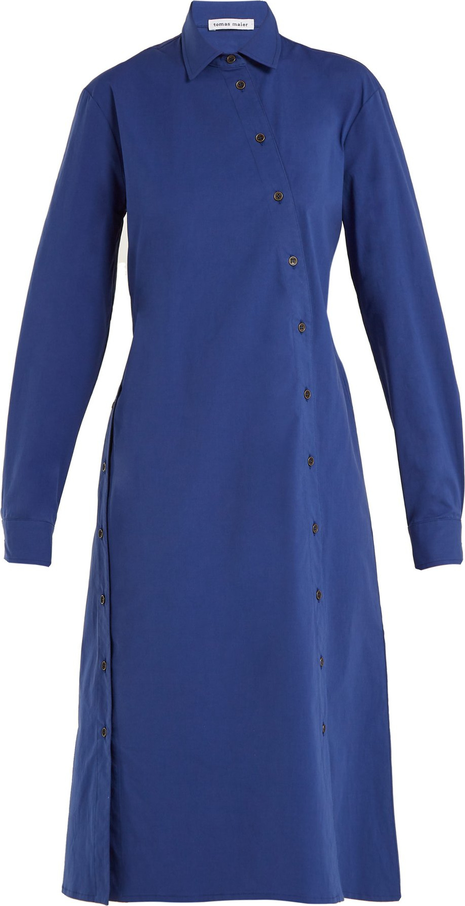 Tomas Maier Cotton-poplin asymmetric-button dress