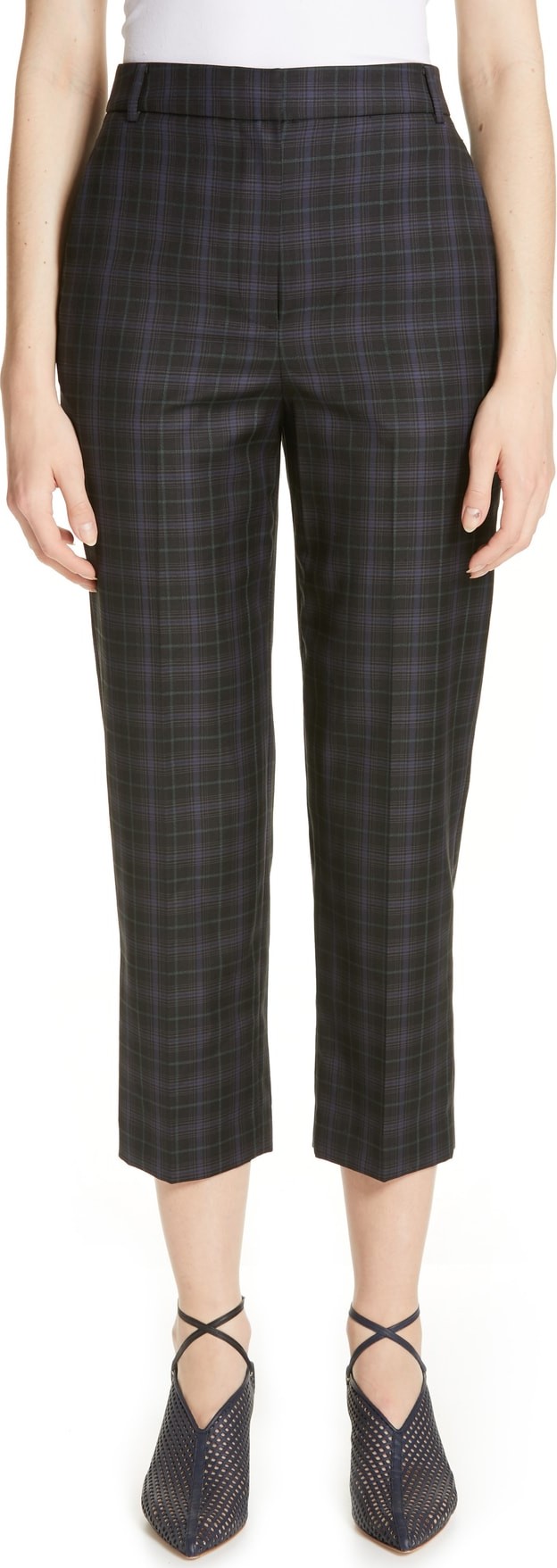 Tibi Taylor Marvel Plaid Crop Pants