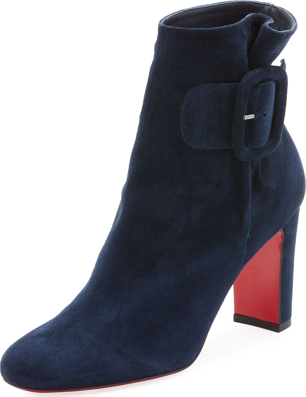 Christian Louboutin Tres Olivia Suede Buckled Red Sole Bootie