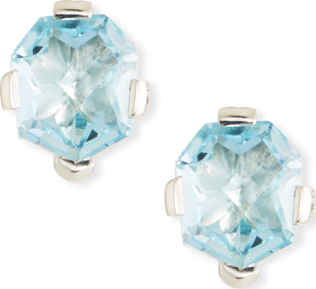 Stephen Dweck Swiss Blue Topaz Freeform Stud Earrings