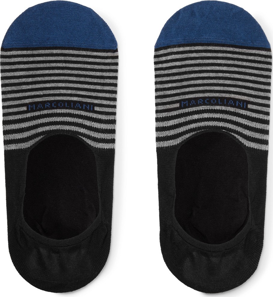 Marcoliani Three-Pack Invisible Touch Striped Stretch Pima Cotton-Blend No-Show Socks