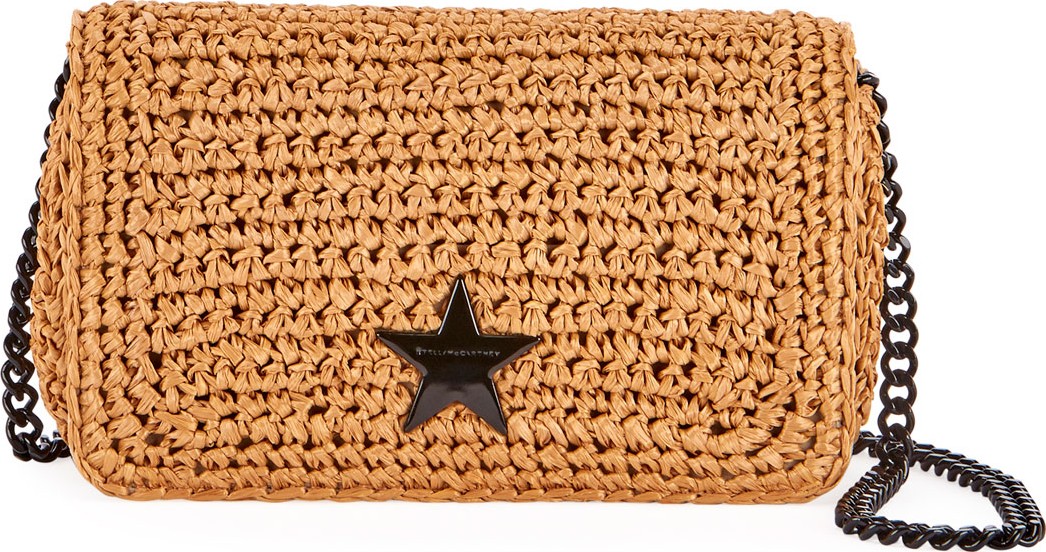 Stella McCartney Small Stella Star Raffia Crochet Shoulder Bag