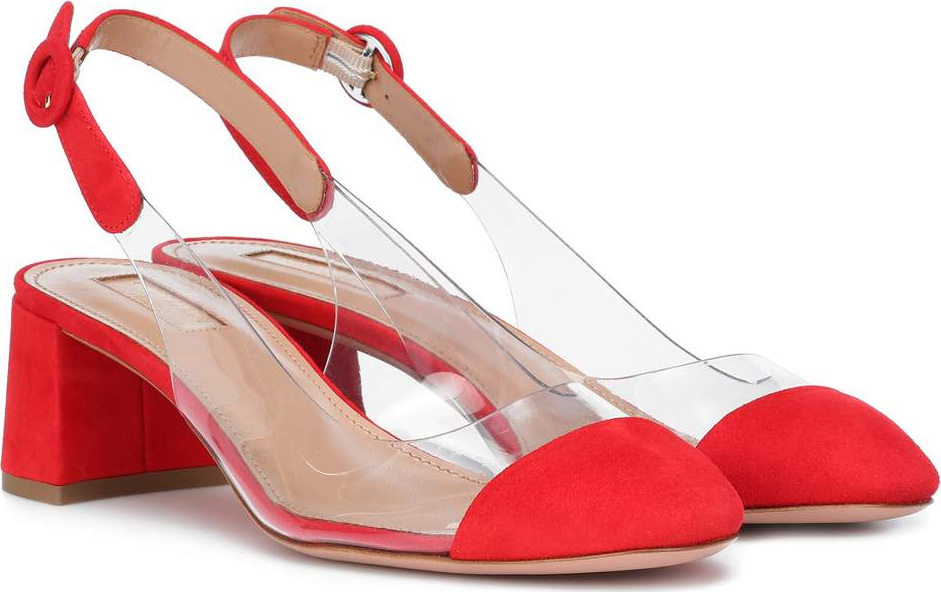 Aquazzura Optic 50 suede-trimmed pumps
