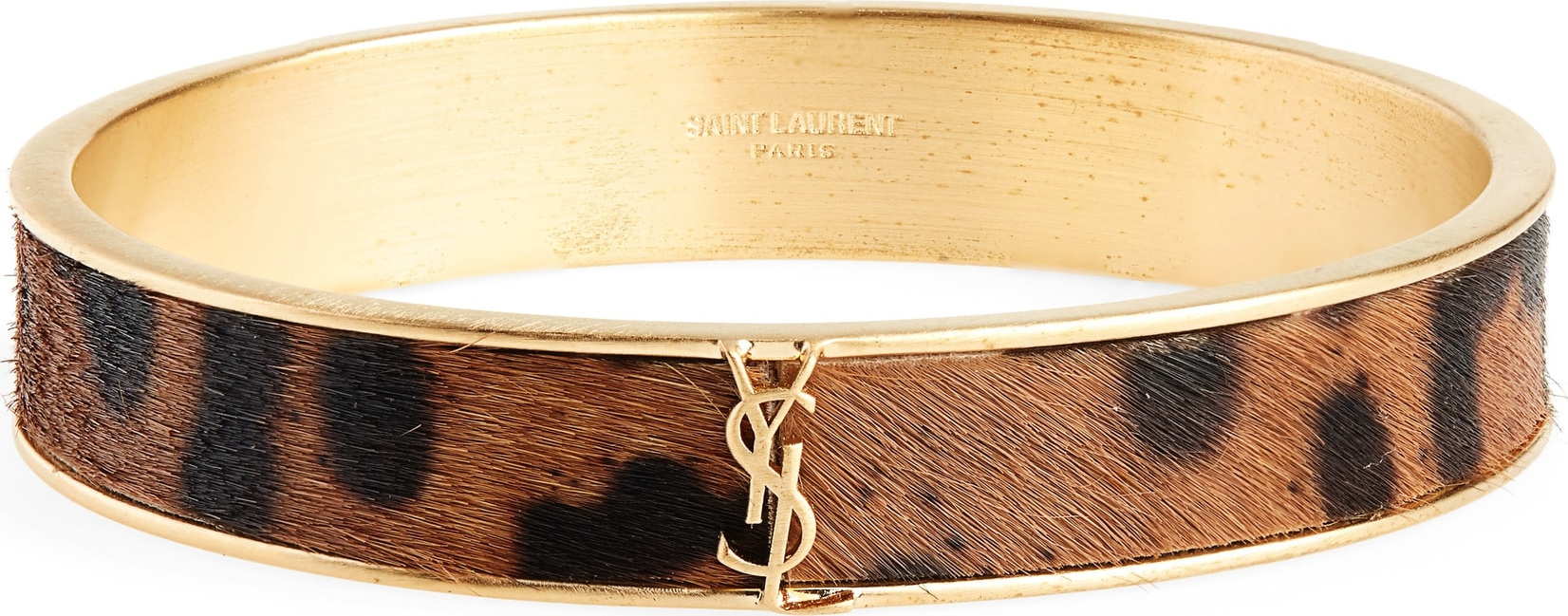Saint Laurent Leopard Look Genuine Calf Hair Bangle Bracelet