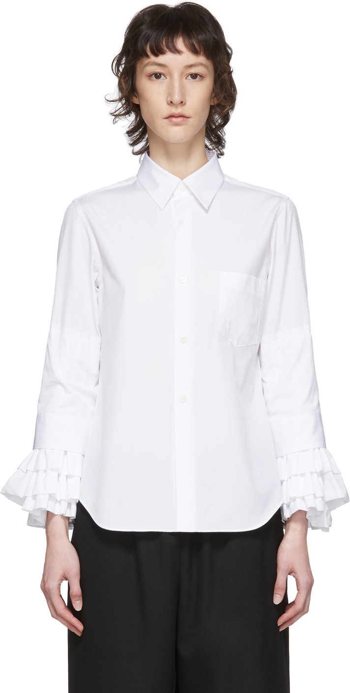 Comme Des Garçons Comme Des Garçons White Broad Ruffle Cuffs Shirt