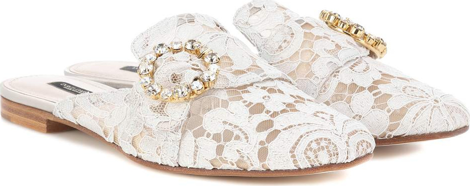 Dolce & Gabbana Embellished lace slippers